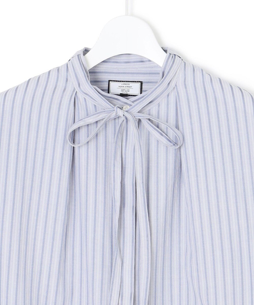 J.PRESS YORK STREET 【WOMEN】ワンウォッシュタイプライター リボンタイバンドカラー ブラウス 