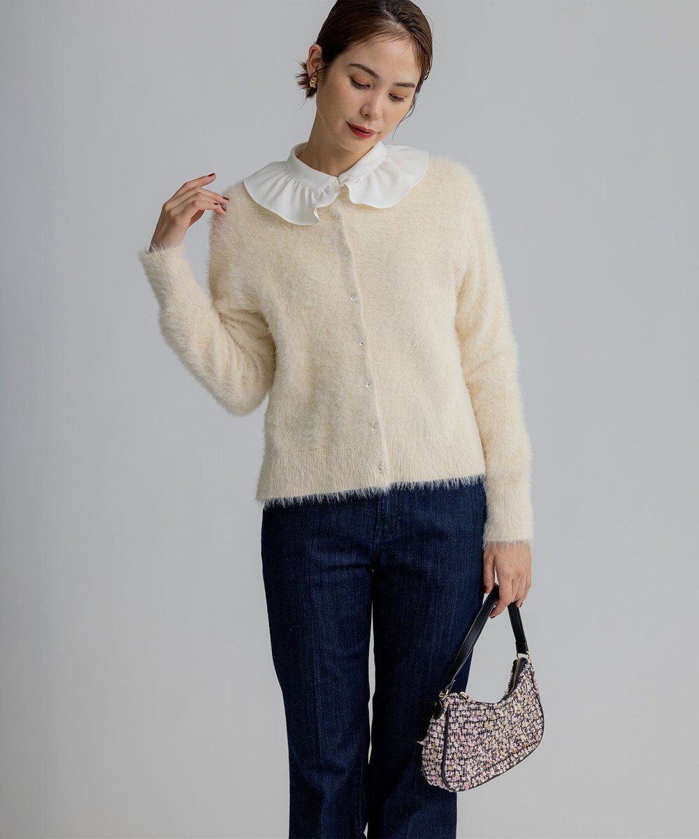 組曲 【前後着用可】2WAYナイロンファー ニット 