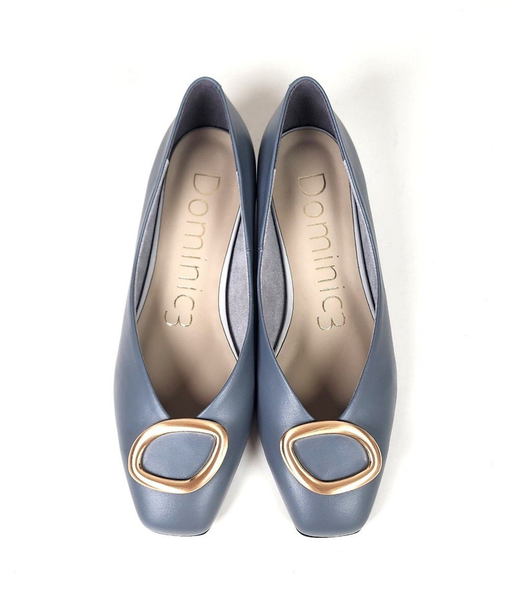 Dominic3 デザインバックル ローヒール レザーパンプス 