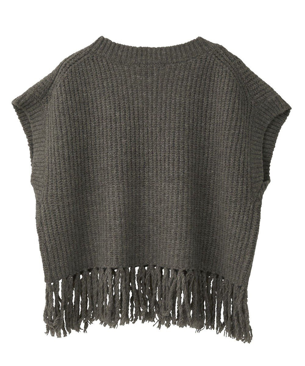 AMERICAN HOLIC 裾フリンジニットショートベスト 