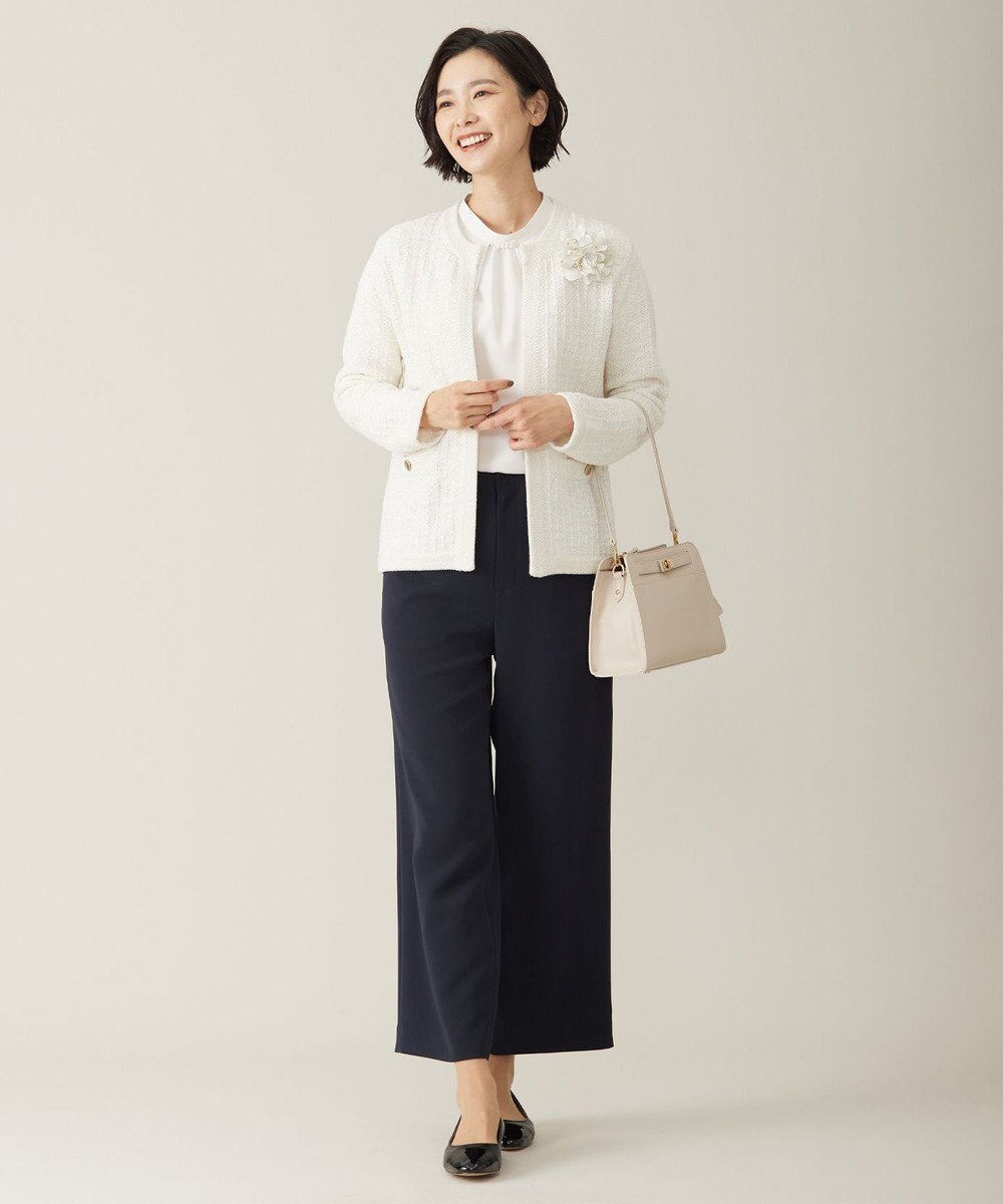 J.PRESS LADIES L 【洗える】ヌーディスバックサテン スタンドカラー ブラウス 