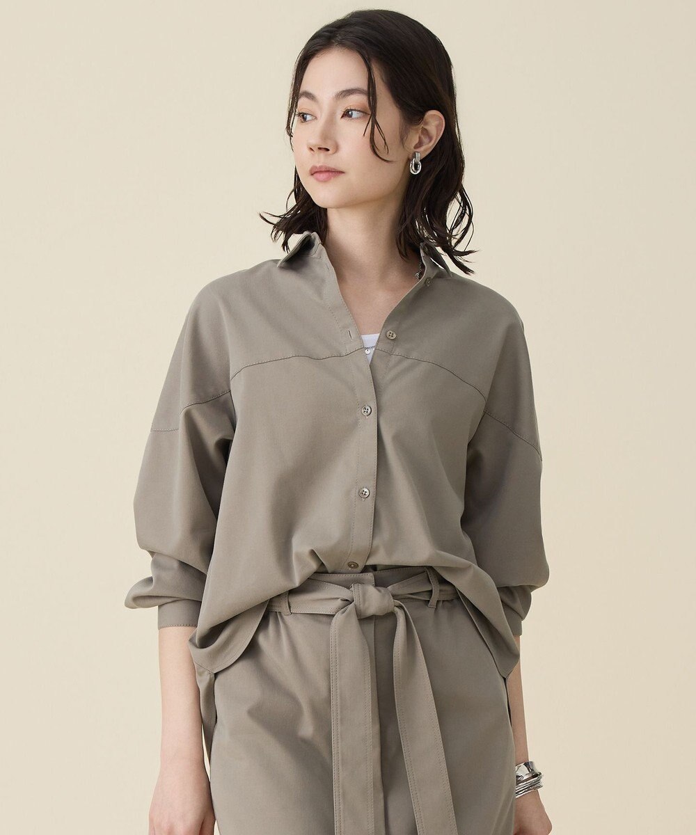 自由区 ブラッシュドコットンサテン シャツ 