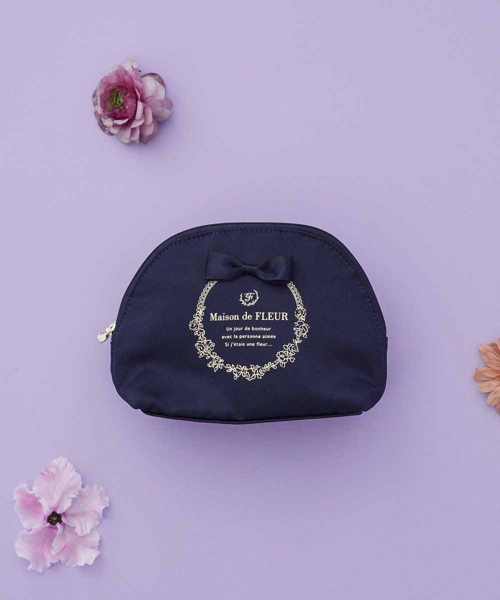 Maison de FLEUR サテンリボンラウンドポーチ 