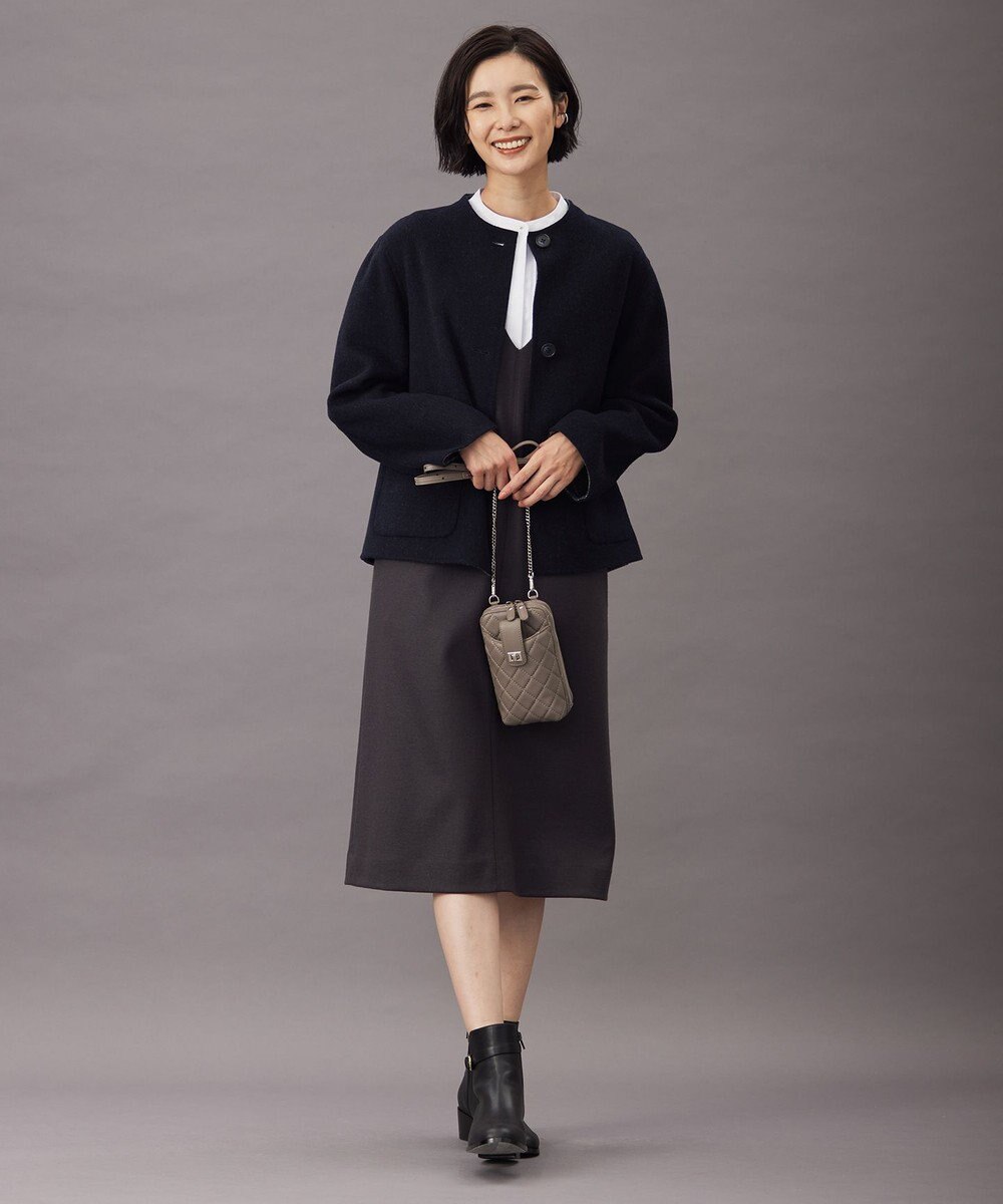 J.PRESS LADIES L シャツジャージー バンドカラー カットソー 