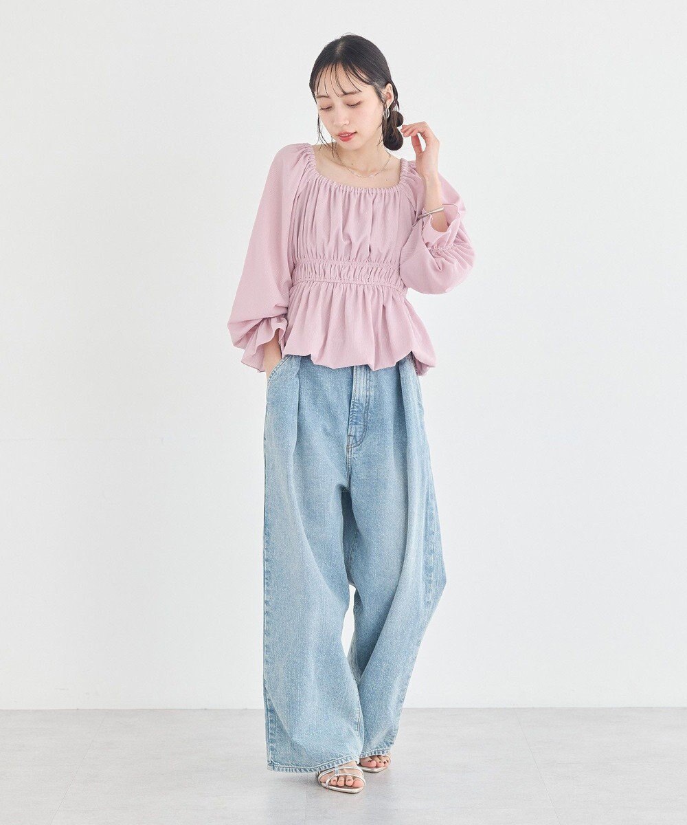 earth music&ecology バルーンヘムブラウス 