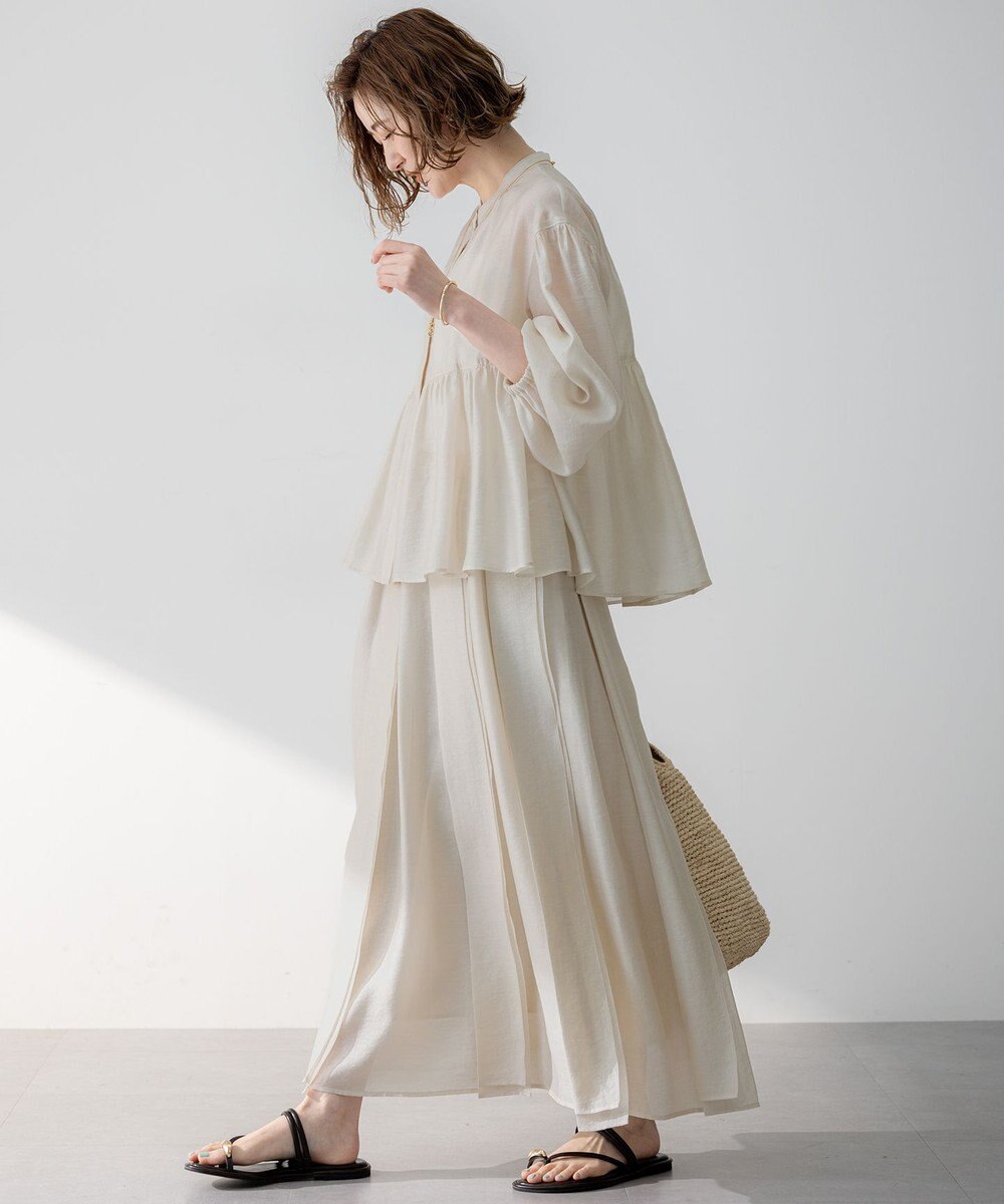 23区 【洗える】ソフトオーガンジー タック スカート 