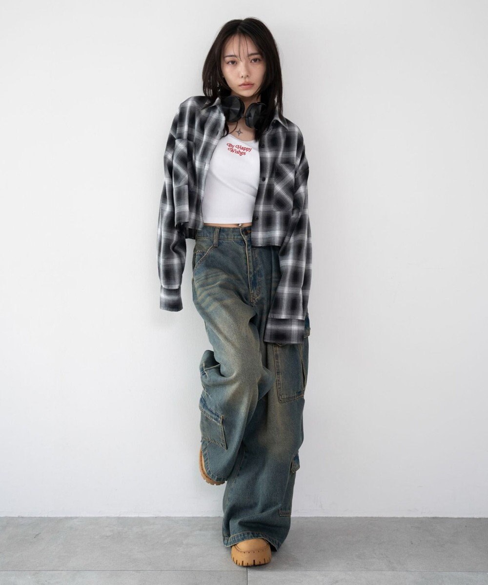 WEGO ショートチェックシャツ 