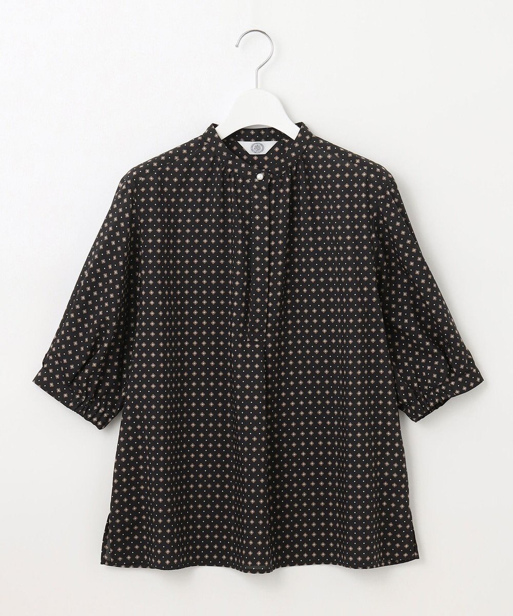 J.PRESS LADIES L 【洗える】 ジオメトリック スタンドカラー ブラウス 