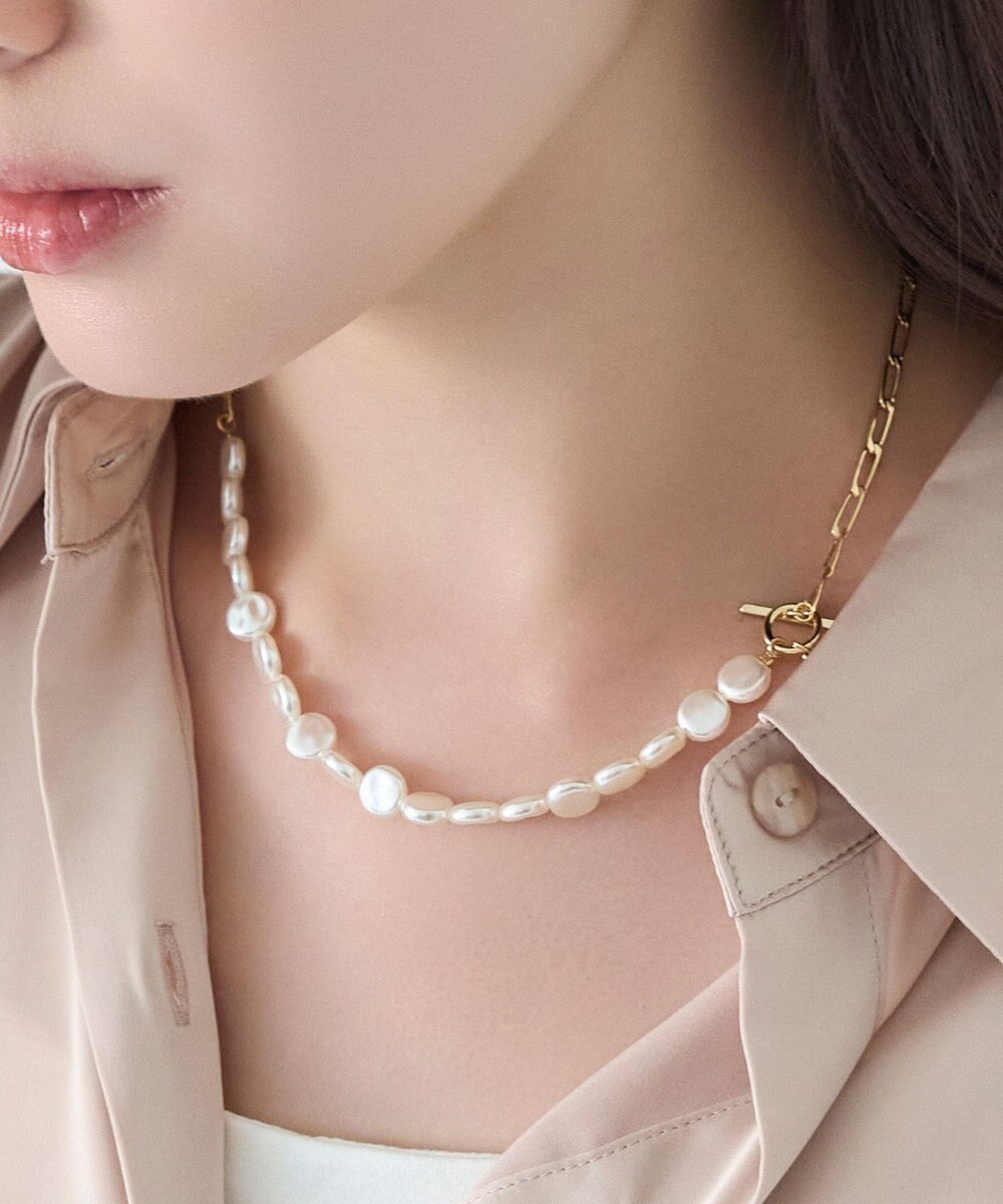 Phoebe メタリックパールチョーカーネックレス/41cm 