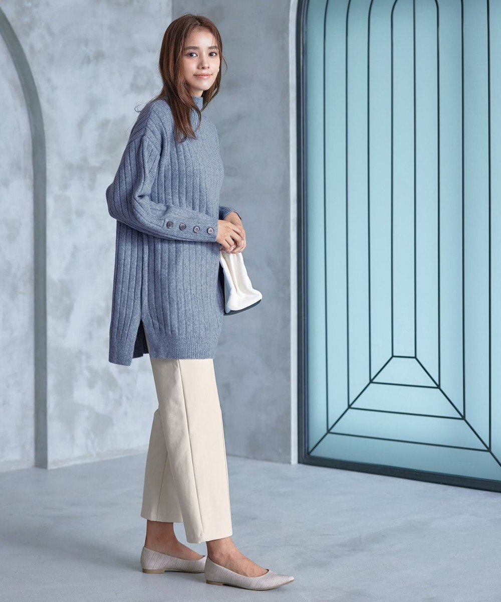 Tiaclasse L 【洗える】袖ボタンメランジニットチュニック 