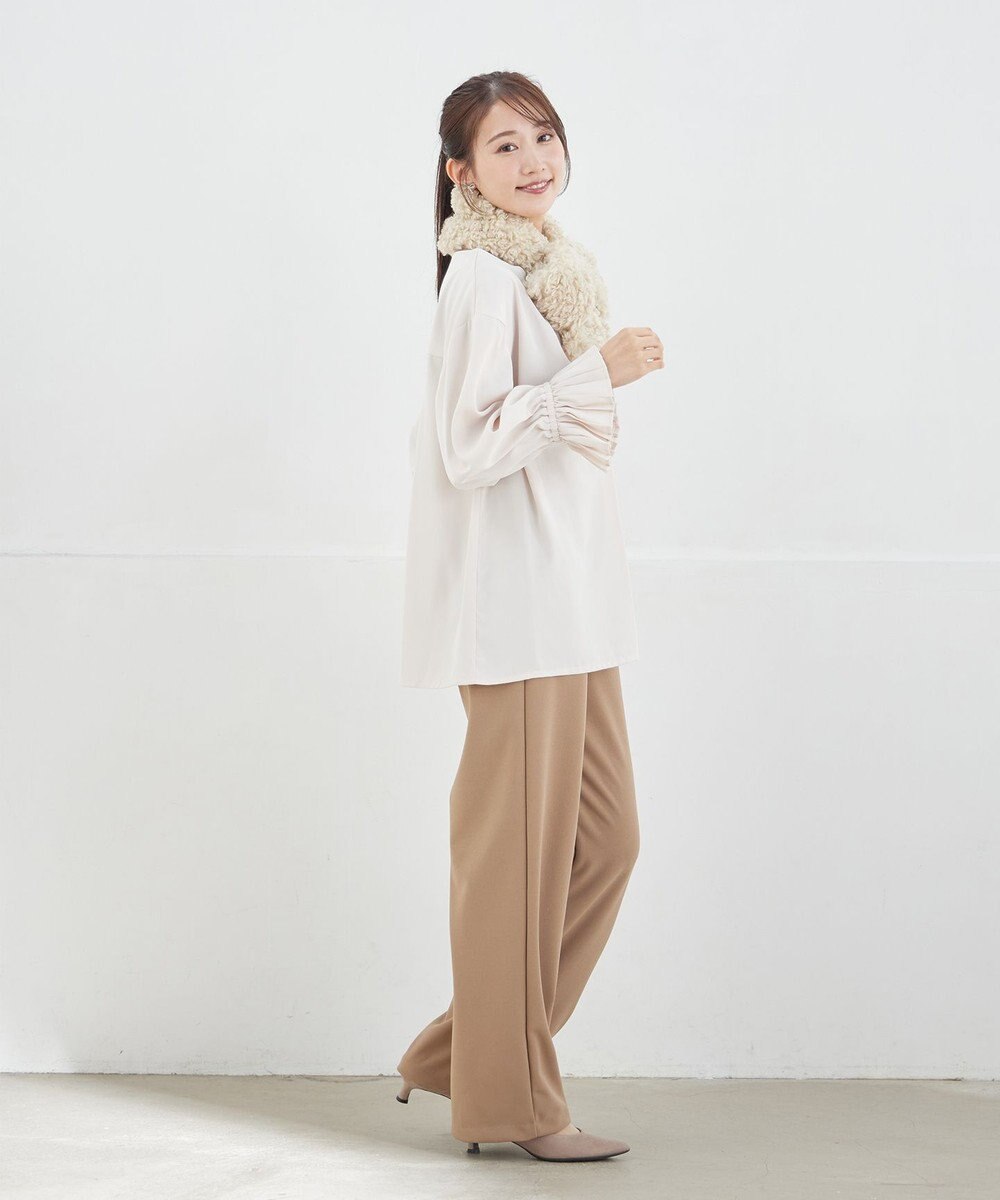 Tiaclasse 【日本製・洗える】ジョーゼットニットワイドパンツ 