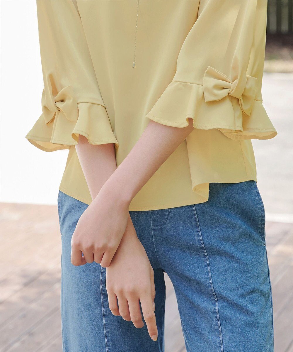 Tiaclasse 【洗える】リボンフレアスリーブブラウス 