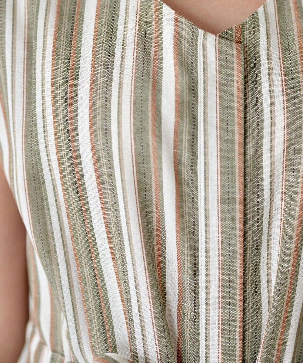 Tiaclasse 【洗える】麻調前開きフレンチワンピース 