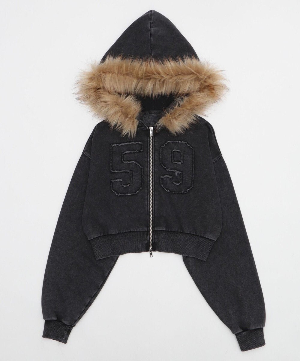 WEGO ファーフードショートZIPパーカー 