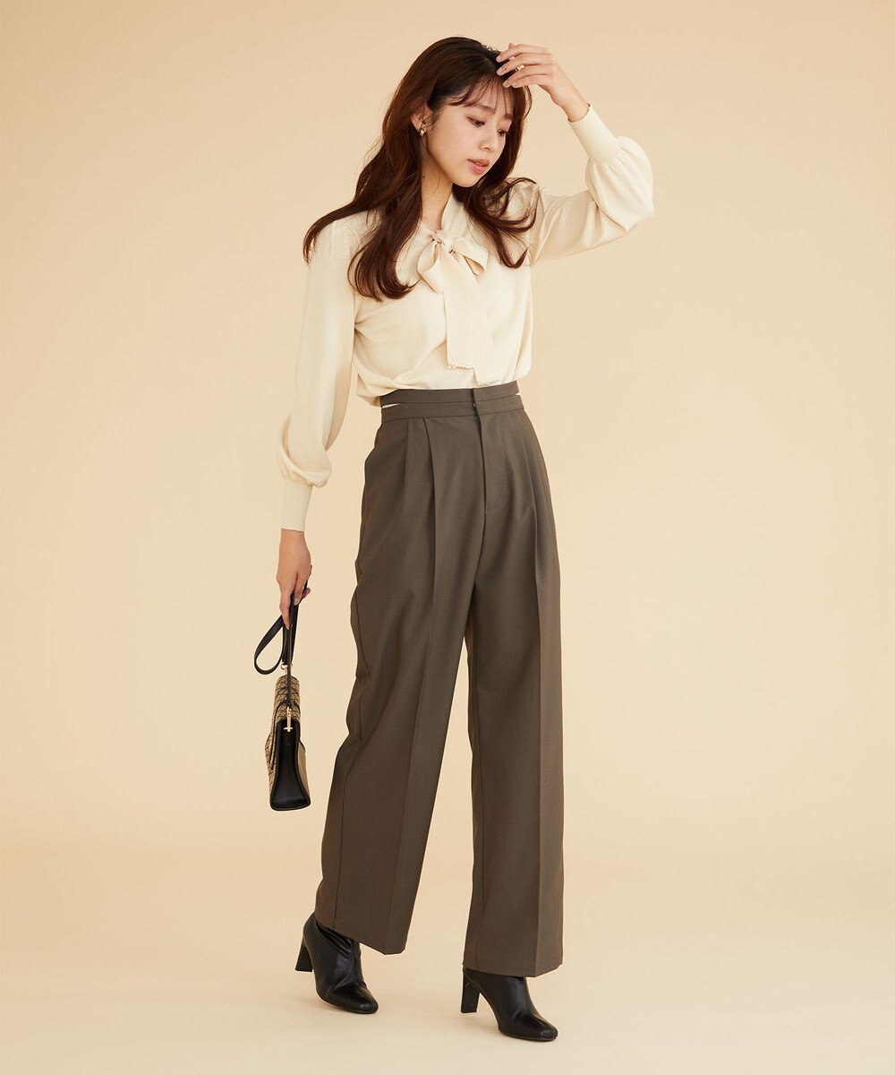 Feroux 【洗える】プチパールボウタイ ニット 