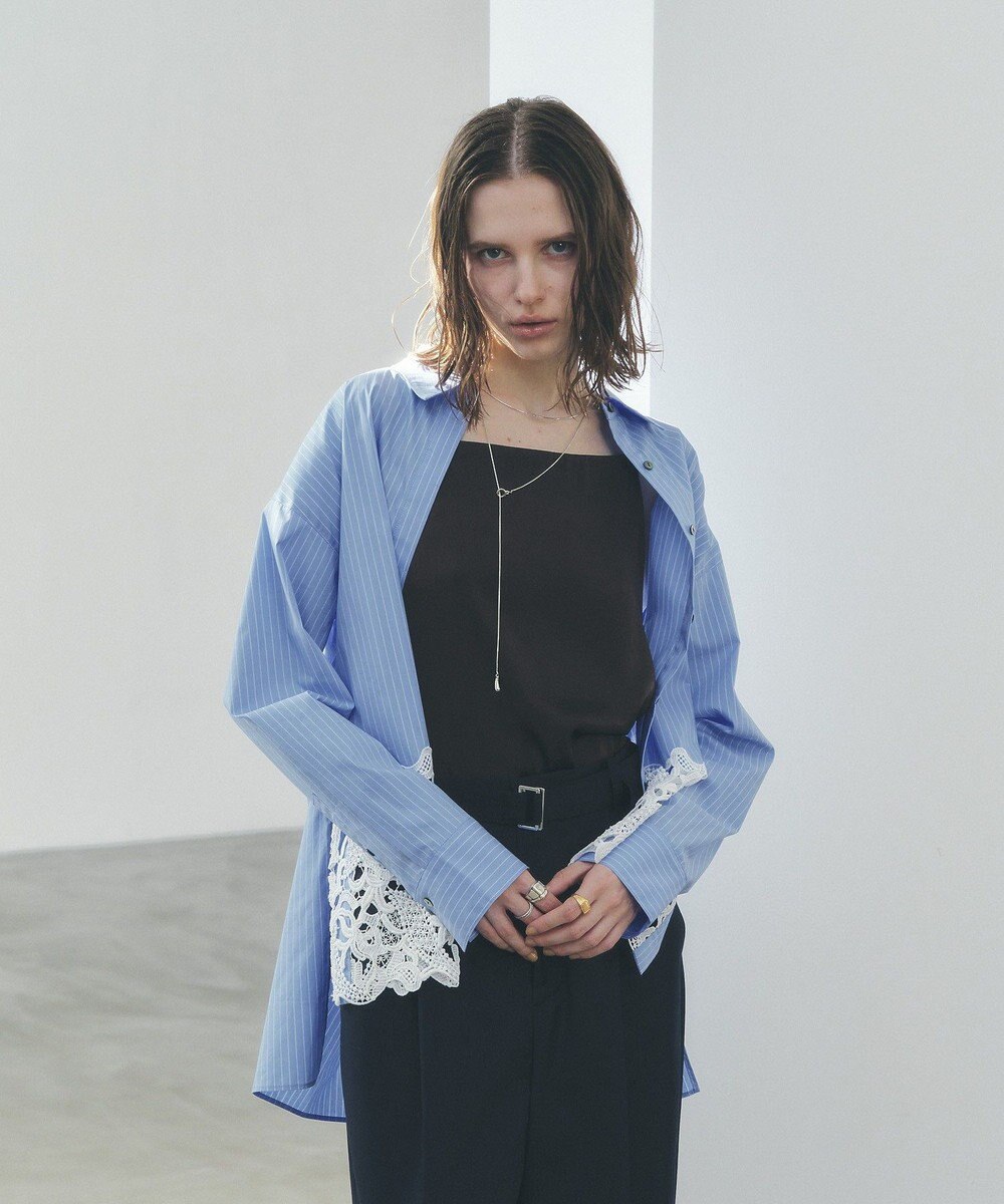 YECCA VECCA レースヘムロングシャツ 