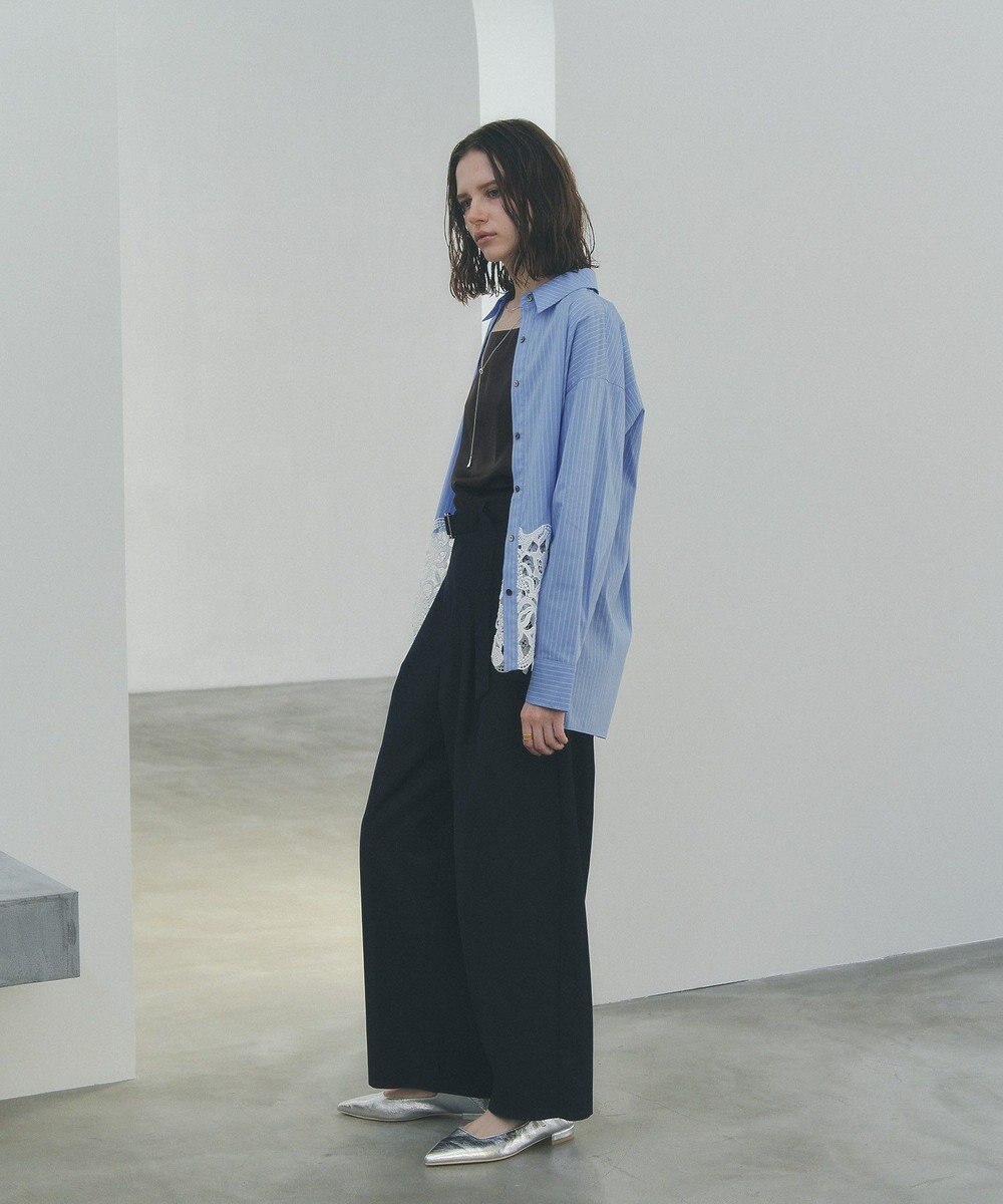 YECCA VECCA レースヘムロングシャツ 