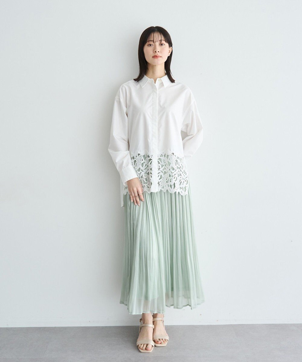 YECCA VECCA レースヘムロングシャツ 