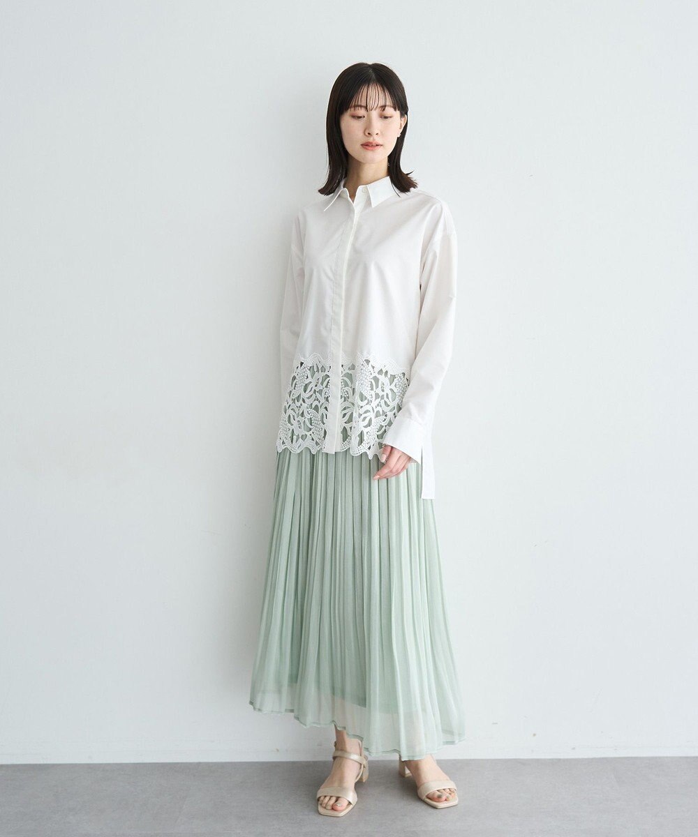 YECCA VECCA レースヘムロングシャツ 