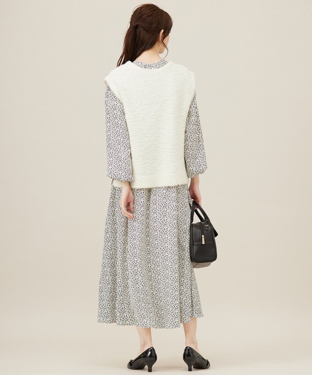 ANY SIS L 【洗える】フラワープリントワンピース × ニットベスト セット 