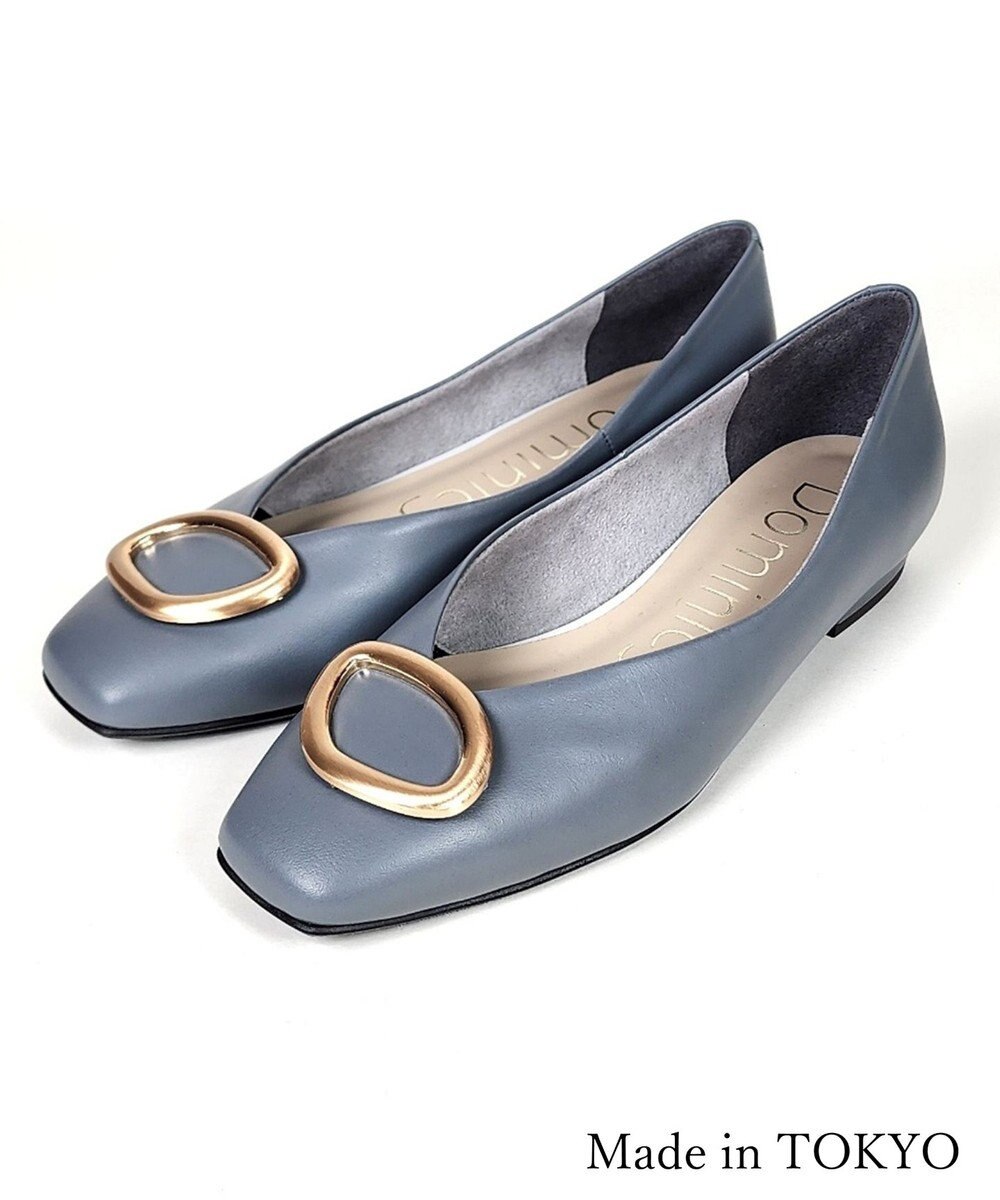 Dominic3 デザインバックル ローヒール レザーパンプス 