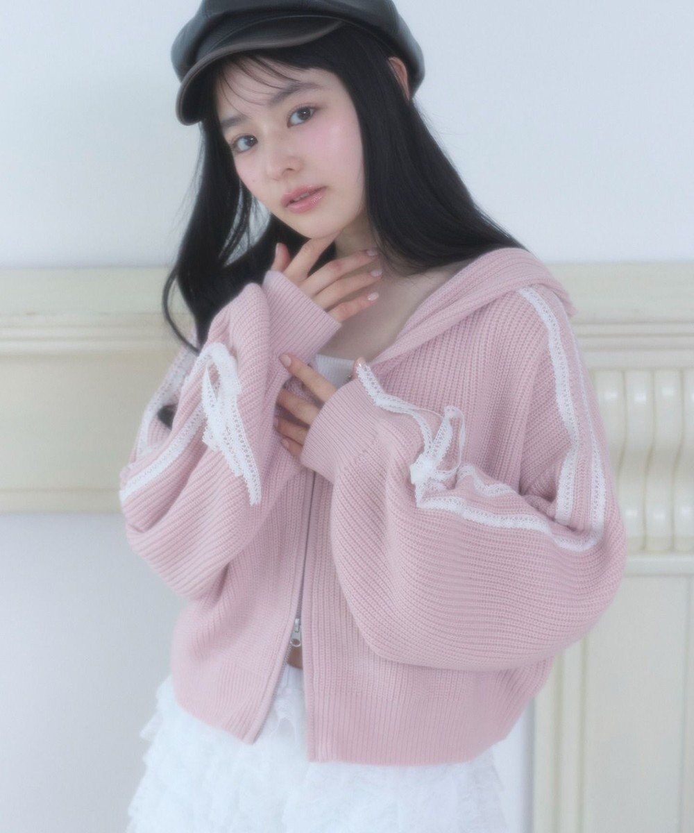 WEGO レースリボンニットパーカー 