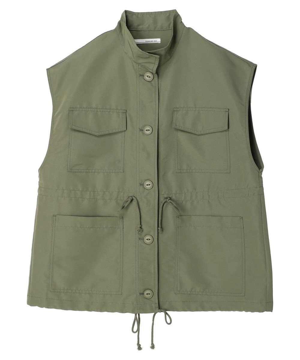 Green Parks ・ＥＬＥＮＣＡＲＥ　ＤＵＥスタンドカラーミリタリーベスト 