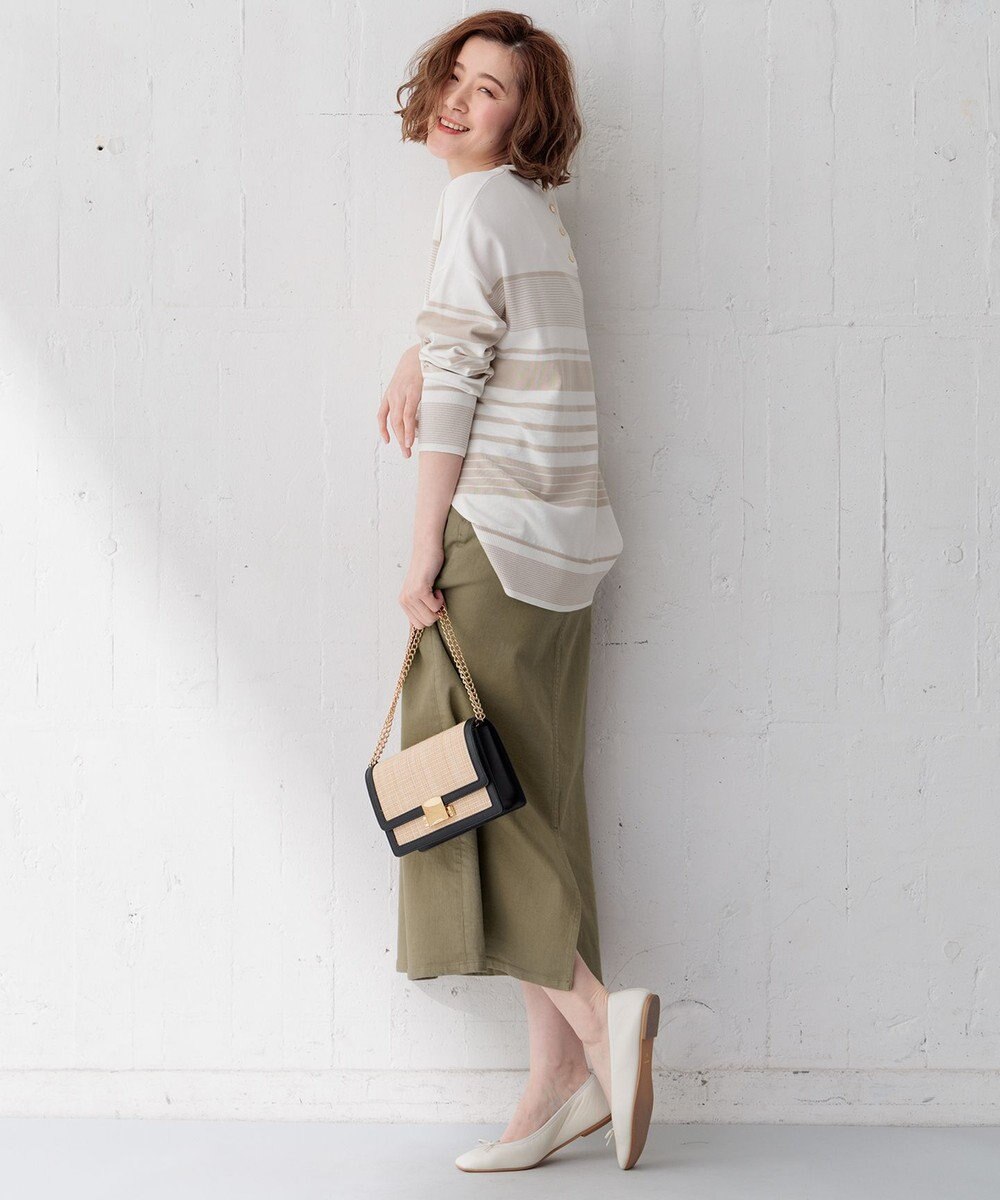 23区 L 【洗える】コットンポリエステルストレッチ オーバーサイズ ニット 