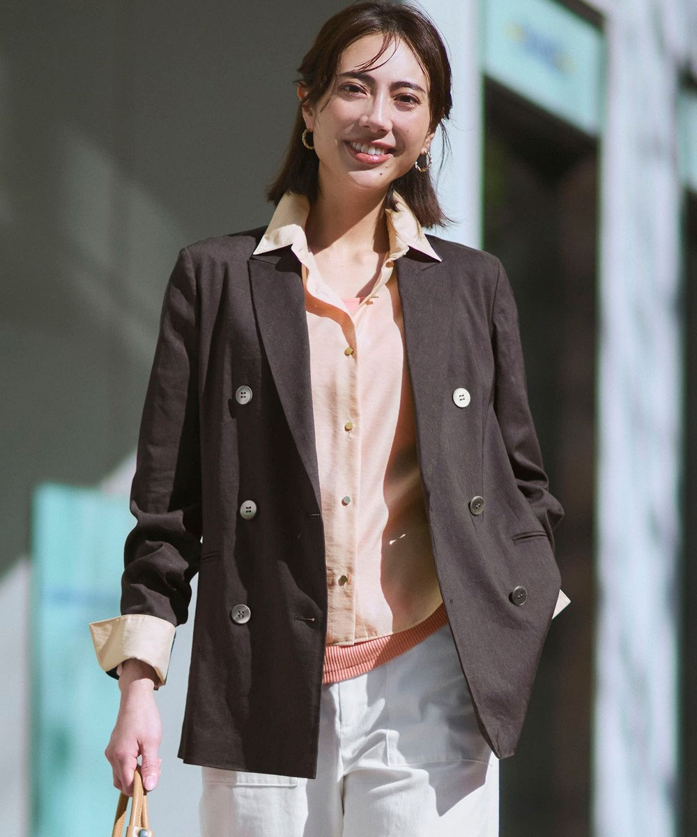 23区 【CanCam掲載】リネンレーヨンストレッチ ダブルジャケット 