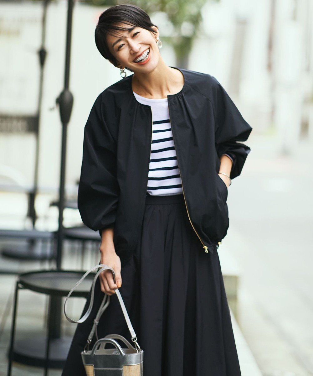 23区 ナイロン2WAYストレッチ ノーカラー ブルゾン 