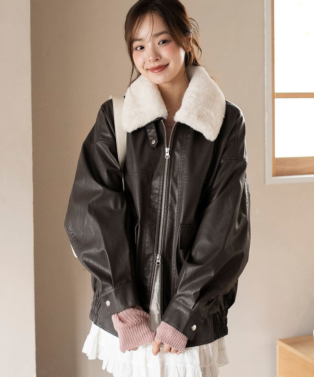 WEGO 2WAYファー襟PUジャケット 