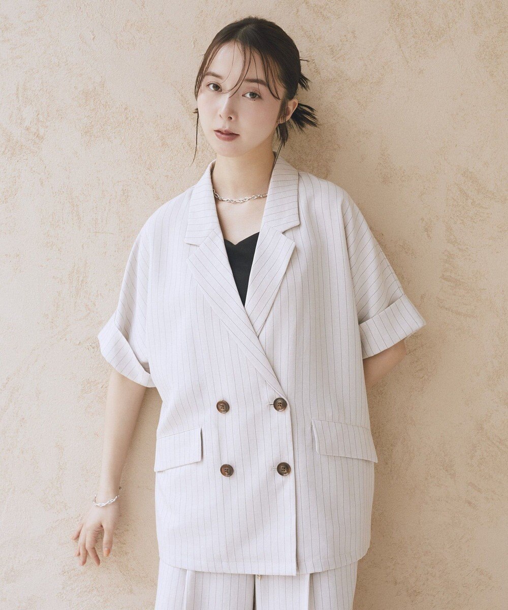 earth music&ecology 【セットアップ対応】リネンライクダブルジャケット 