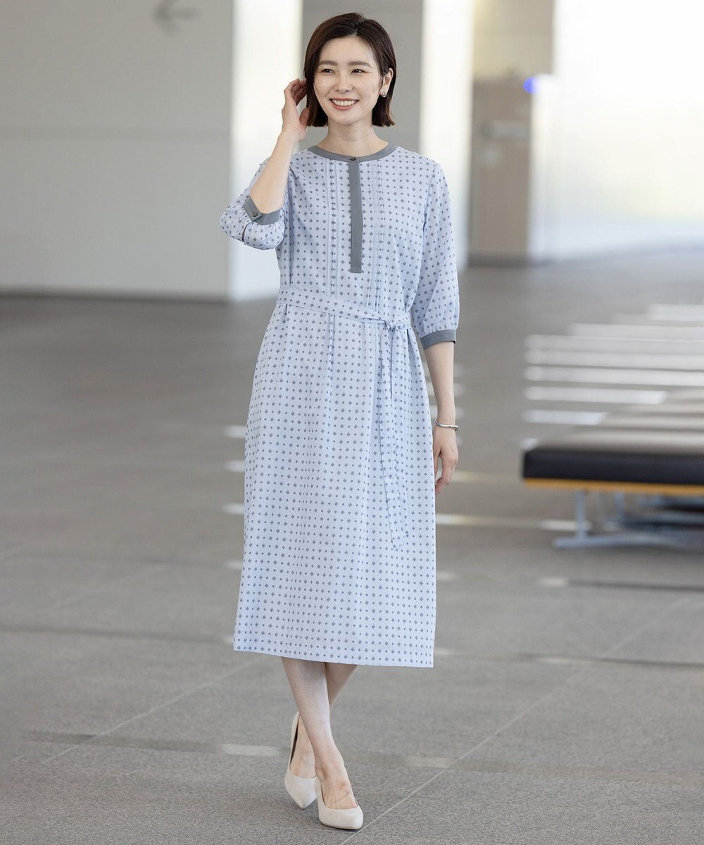 J.PRESS LADIES S 【洗える】ジオメトリックプリント ワンピース 