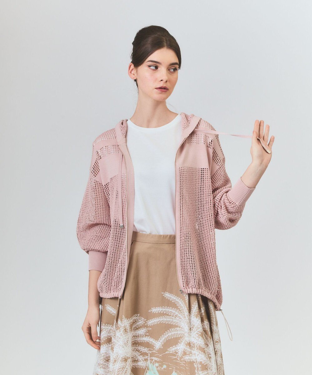 GRACE CONTINENTAL ボーダーメッシュフーディ 