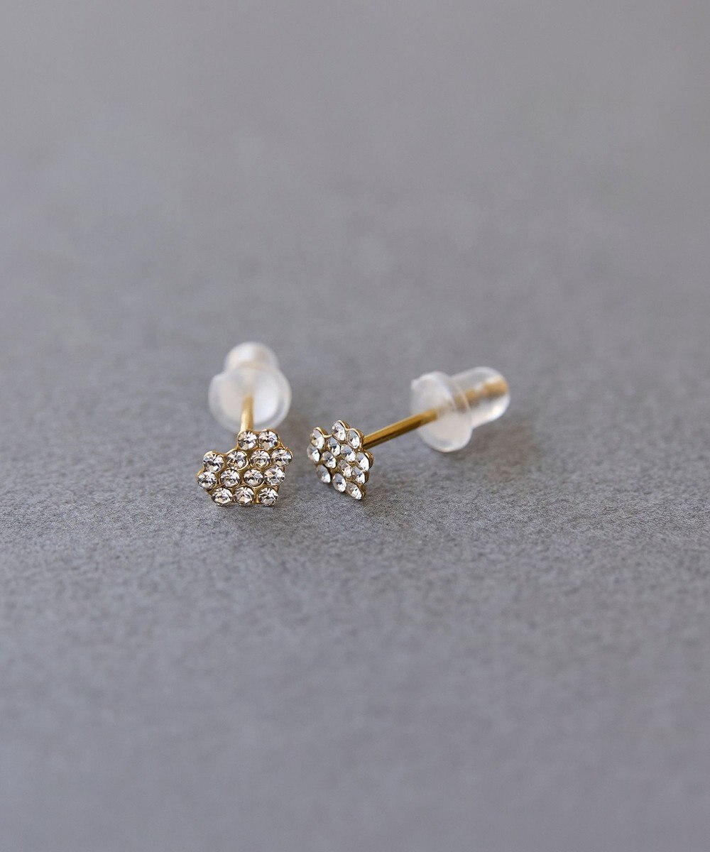 Phoebe 〈金属アレルギー対応〉3wayハートパヴェビジューパールキャッチピアス/ゴールド 