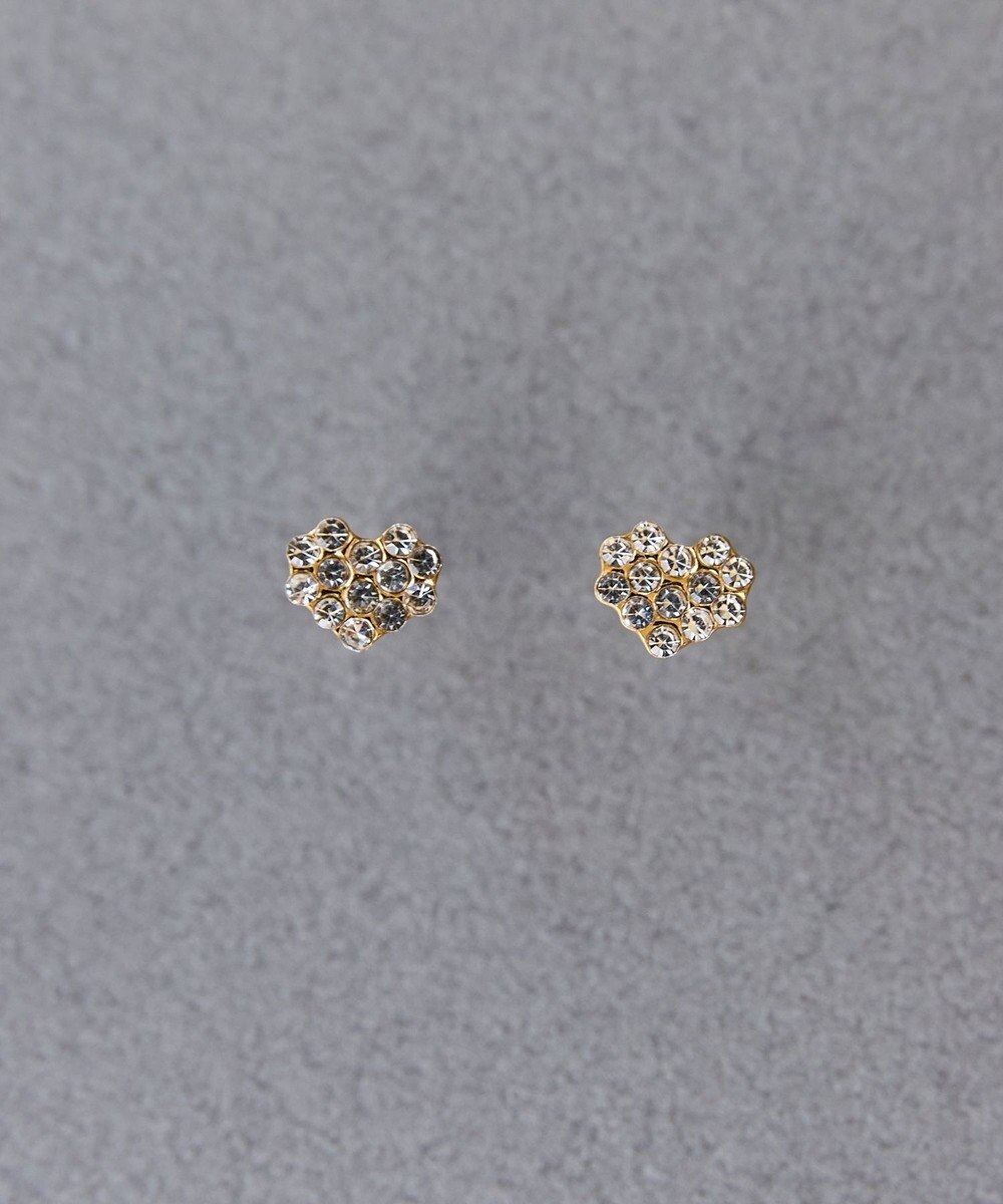 Phoebe 〈金属アレルギー対応〉3wayハートパヴェビジューパールキャッチピアス/ゴールド 