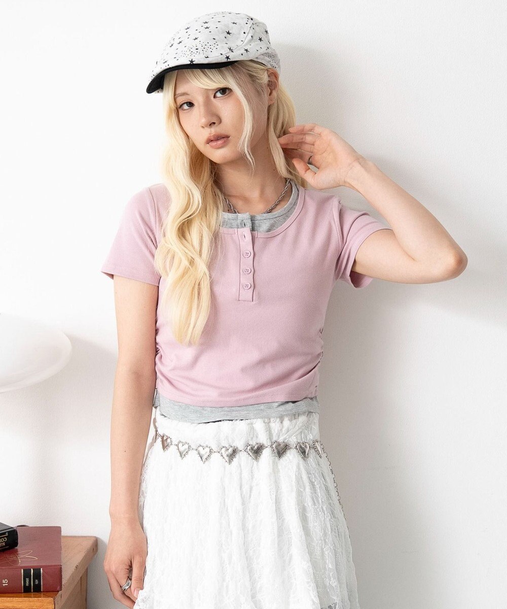WEGO ヘンリーネックレイヤードT 
