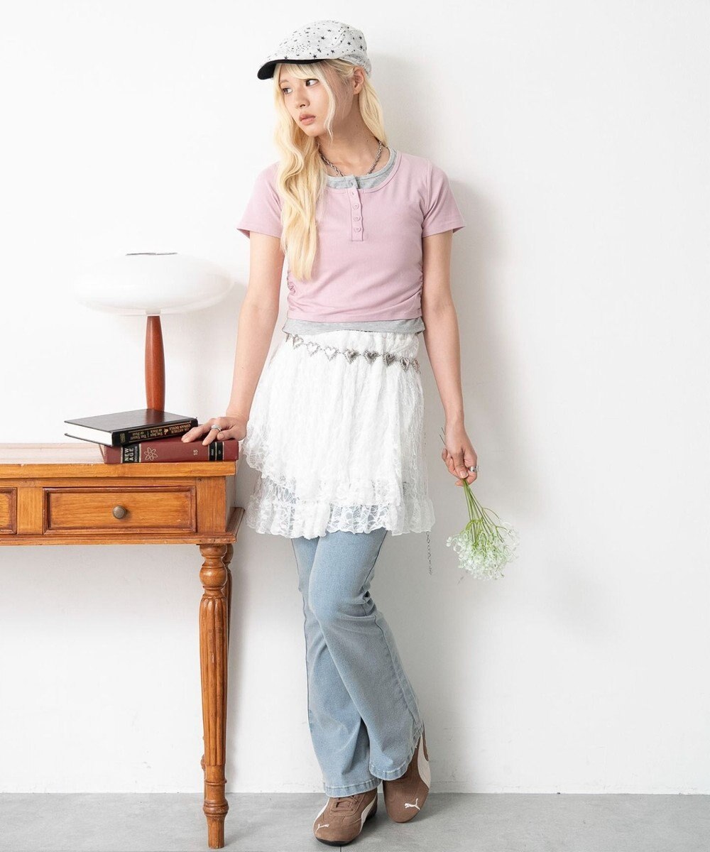 WEGO ヘンリーネックレイヤードT 