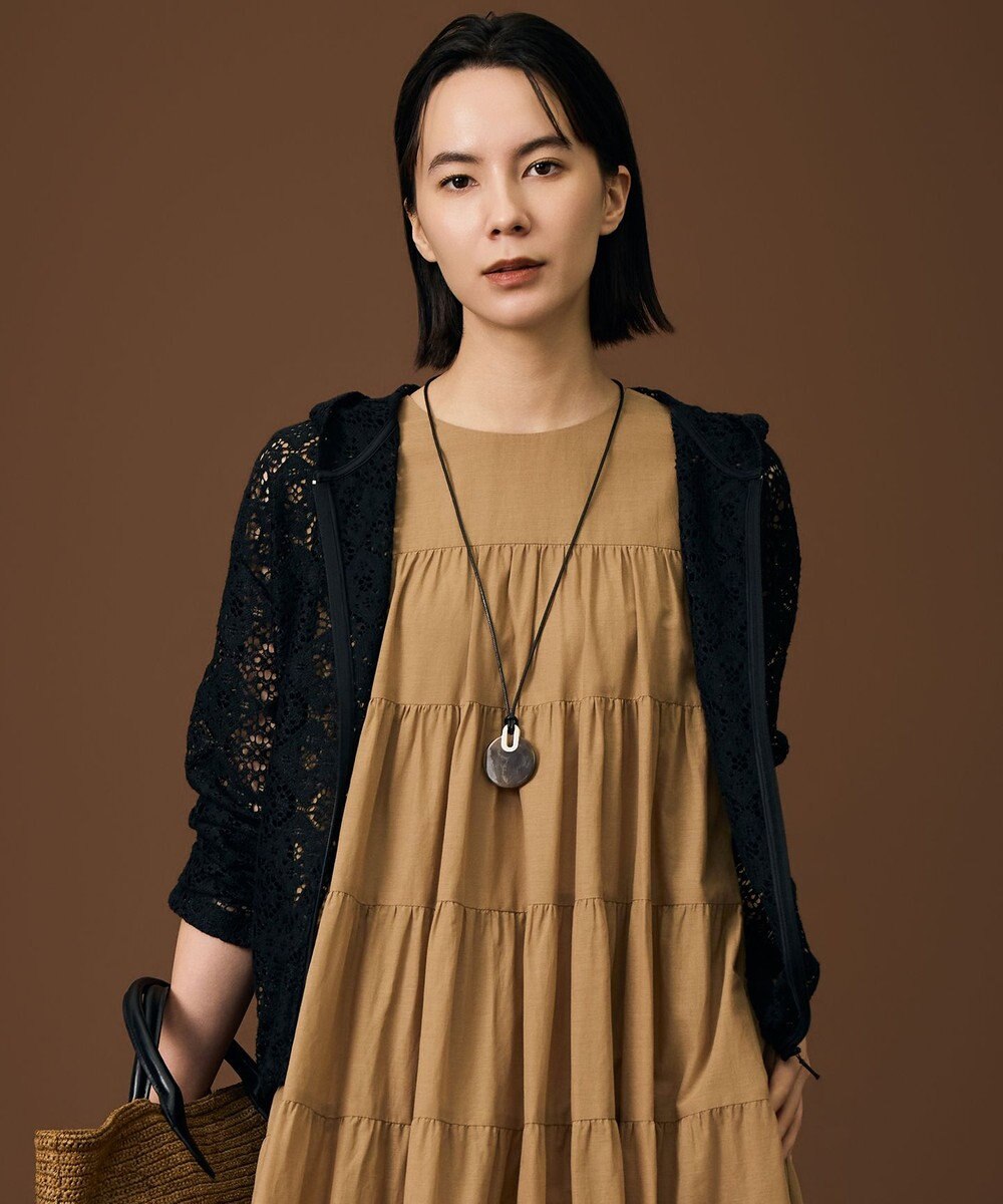 自由区 【WEB限定・1枚で華やぐ・旬スタイル】テクスチャーレーシージップ パーカー 