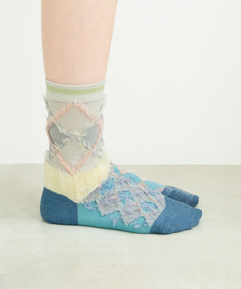 COQ 【MEN】KITSUNE ARGYLE アーガイルリバーシブルファーソックス 
