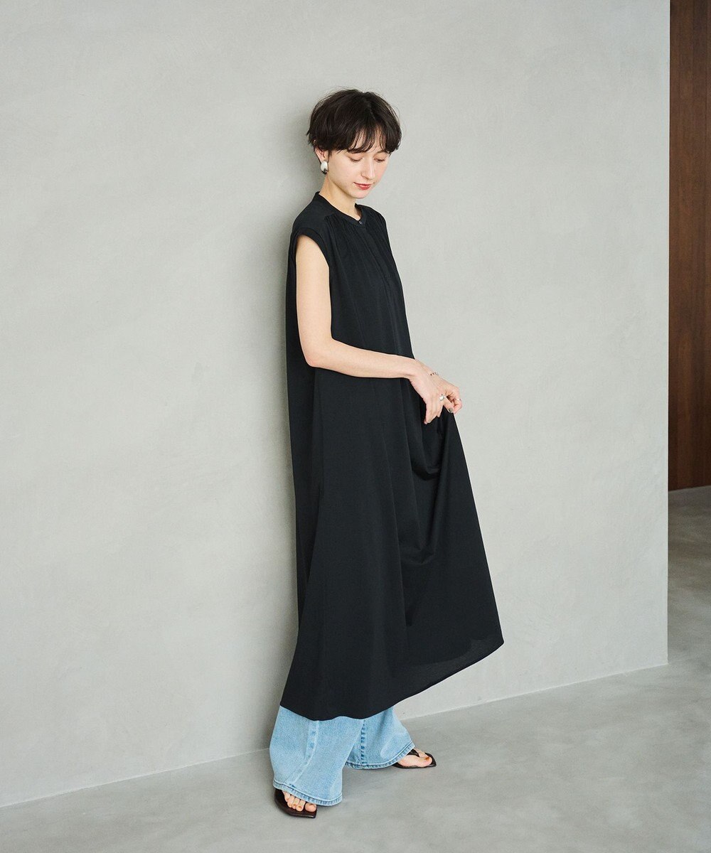 #Newans 【乾燥機可能/接触冷感】ヨークギャザーロングワンピース 