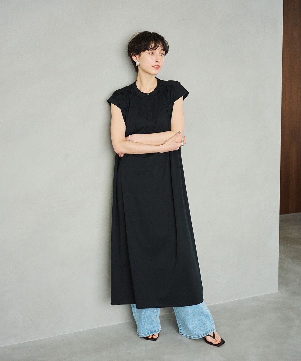 #Newans 【乾燥機可能/接触冷感】ヨークギャザーロングワンピース 