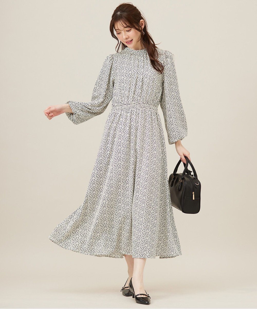 ANY SIS L 【洗える】フラワープリントワンピース × ニットベスト セット 