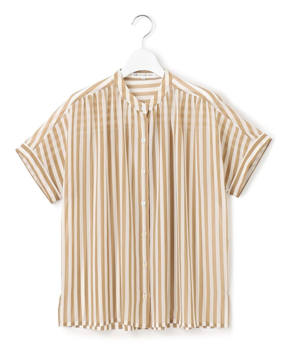 23区 L 【WEB&一部店舗限定/洗える】ストライププリント シフォン ブラウス 