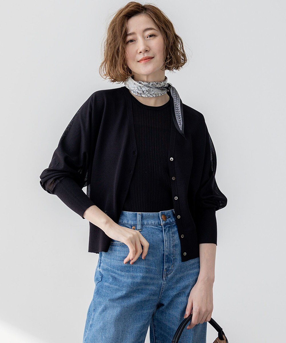 23区 S 【洗える】シャイニーシアー ドルマンスリーブ カーディガン 