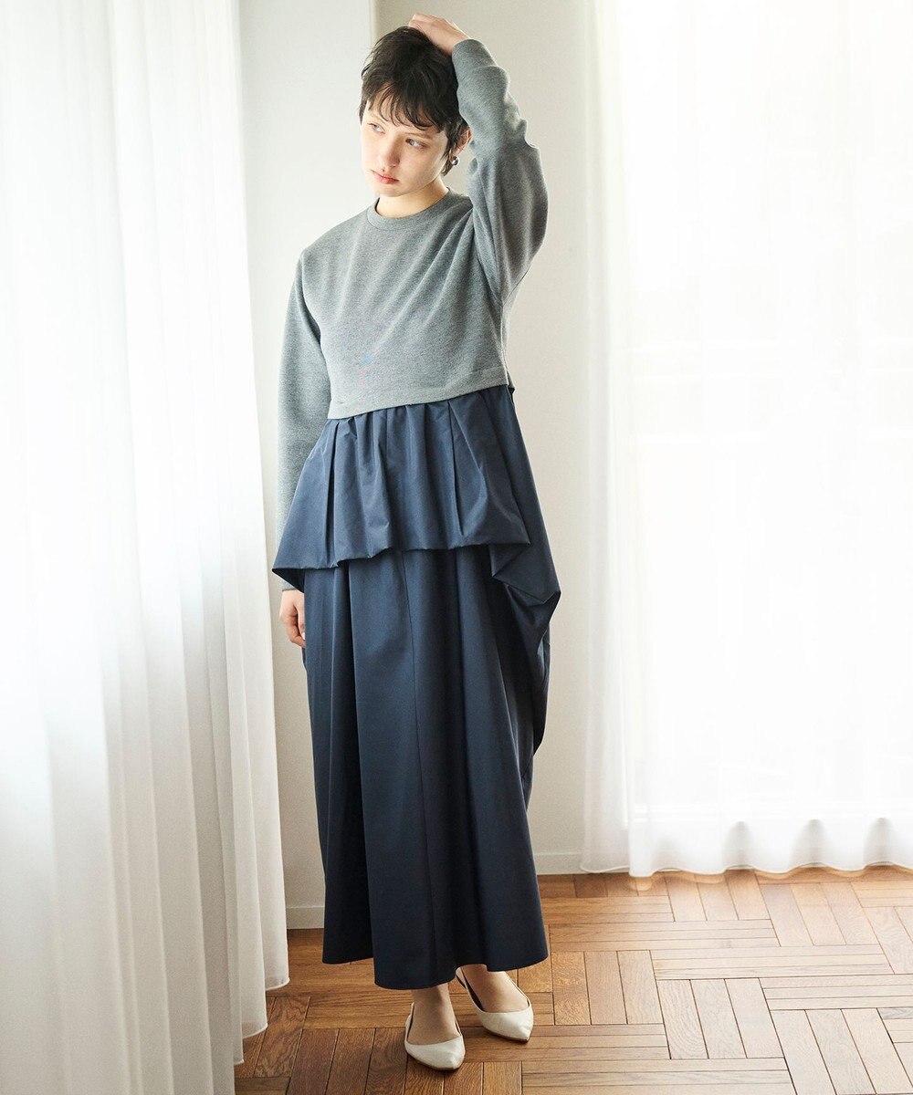 #Newans 【撥水/マシンウォッシャブル】クリオネシルエットコンビドレス 