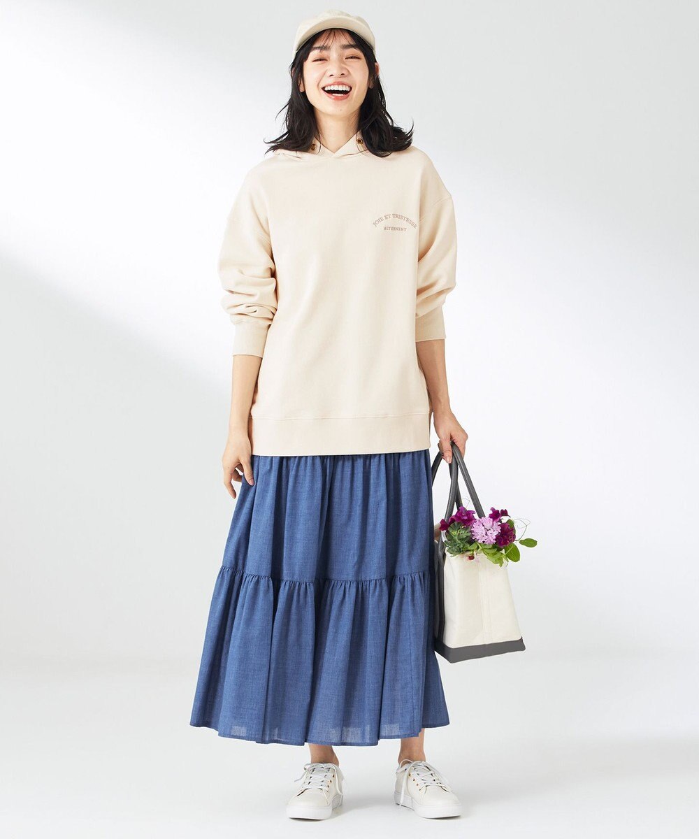 ANY 【ウエストゴム】シャンブレーライクティアード スカート 