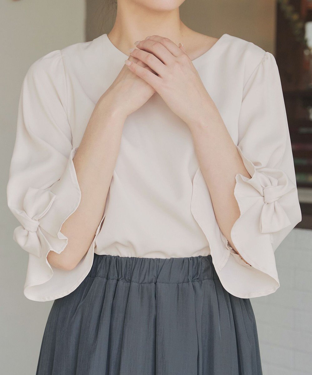Tiaclasse 【洗える】リボンフレアスリーブブラウス 