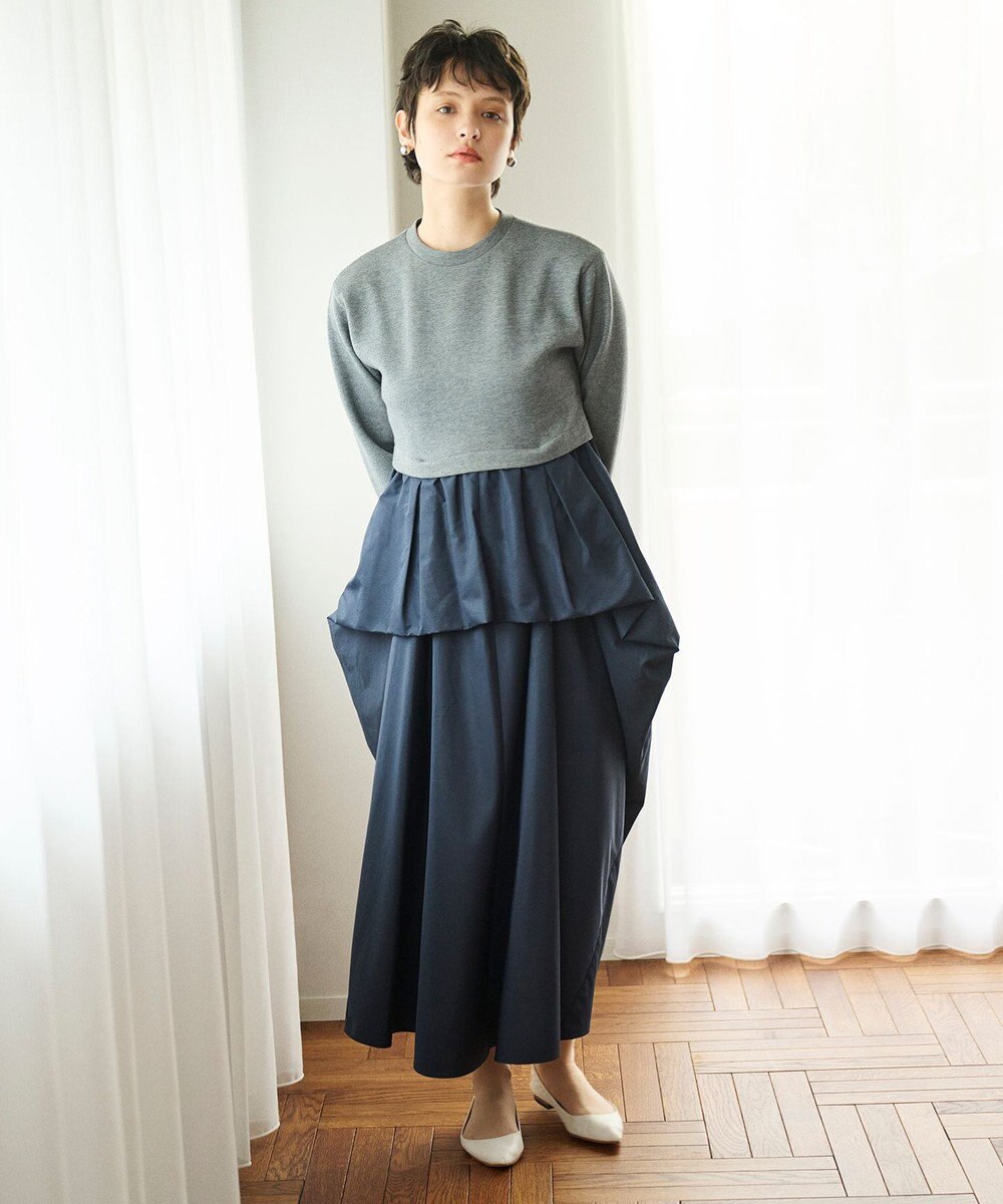 #Newans 【撥水/マシンウォッシャブル】クリオネシルエットコンビドレス 