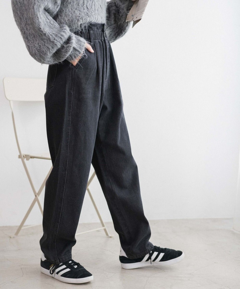 WEGO 【ウエストゴム】ウエストフリルデニムマムパンツ 